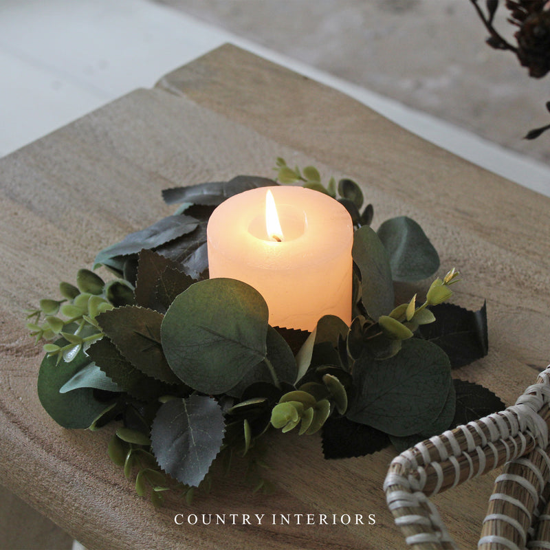 Eucalyptus & Rose Leaf Candle Ring