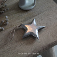 Silver Wooden Stars - Set of Two