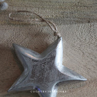 Silver Wooden Stars - Set of Two