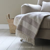 Pure Wool Throw in Camel & Grey Stripe - 130x180cm