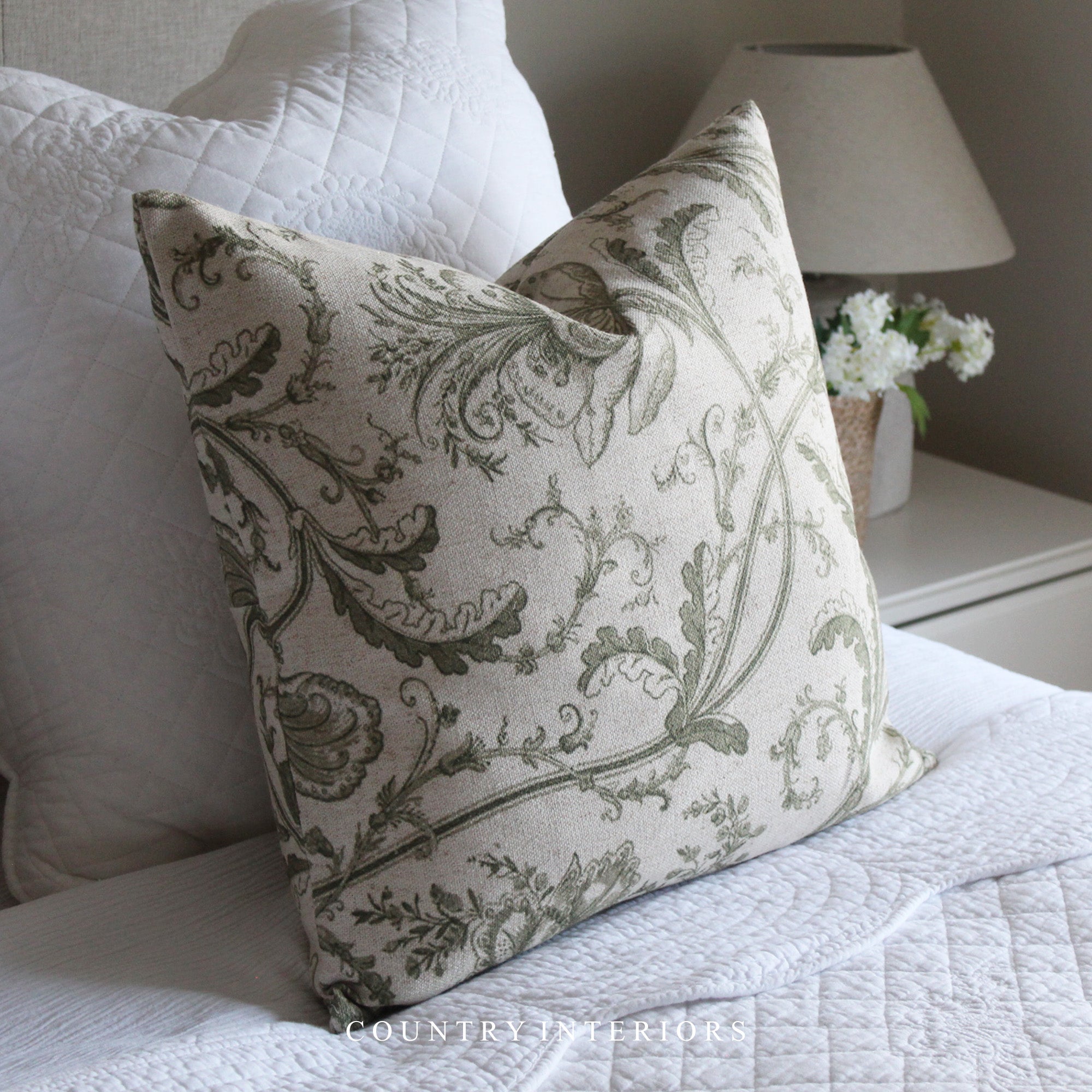 Green floral pillow best sale