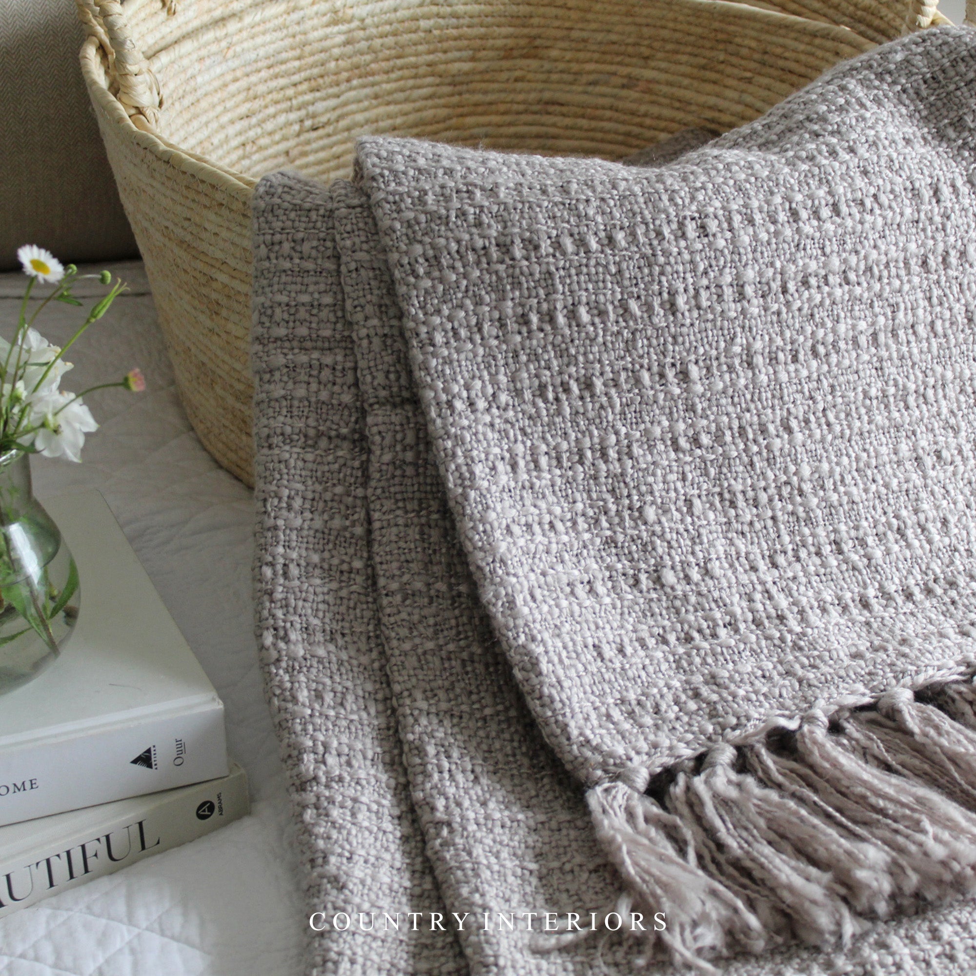 Textured Throw with Tassels Country Interiors