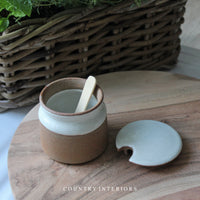Stoneware Sugar Pot with Spoon