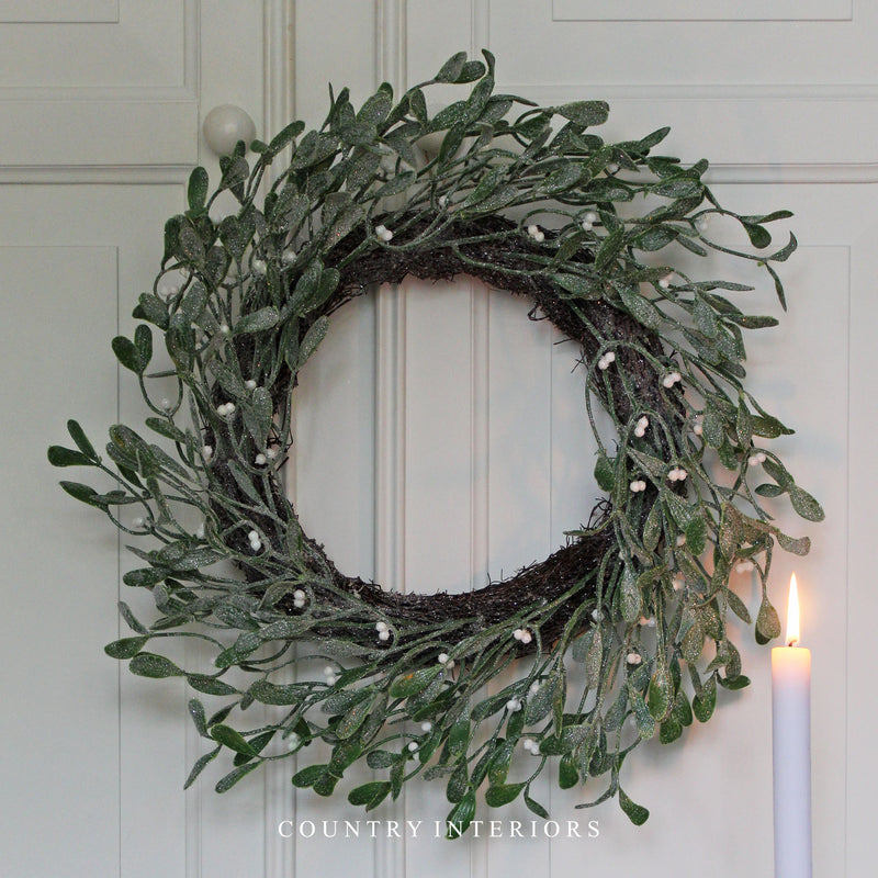 Frosted Mistletoe Wreath - 50cm