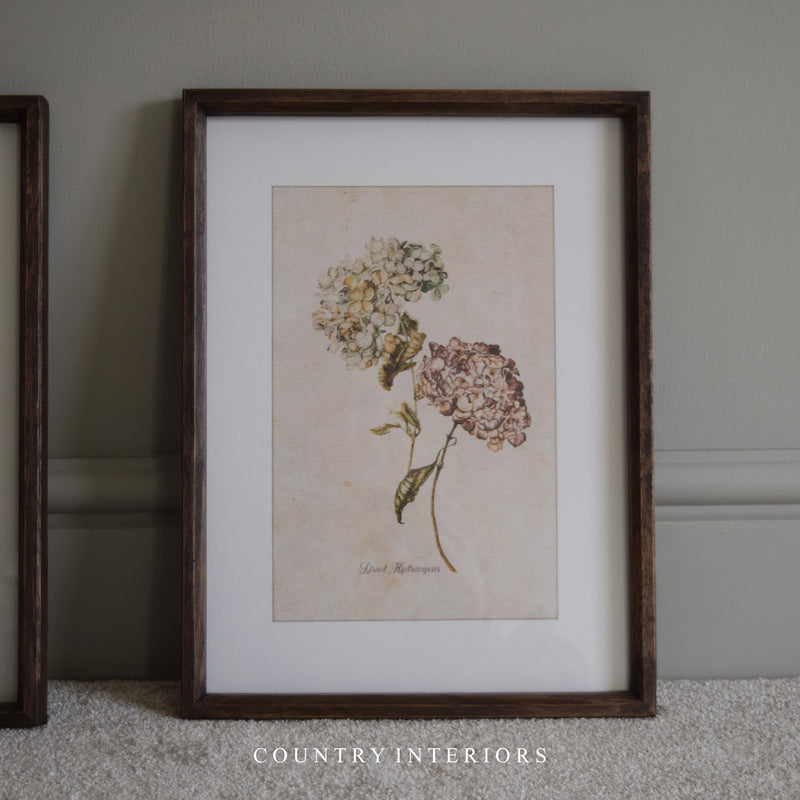 Hydrangea Wall Art with Wooden Frame - Two Designs