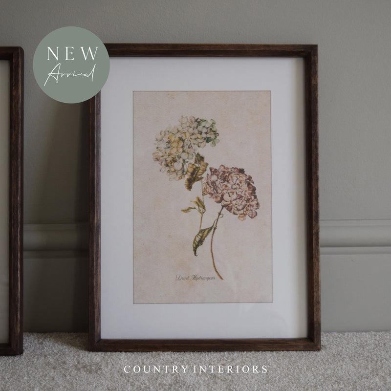 Hydrangea Wall Art with Wooden Frame - Two Designs