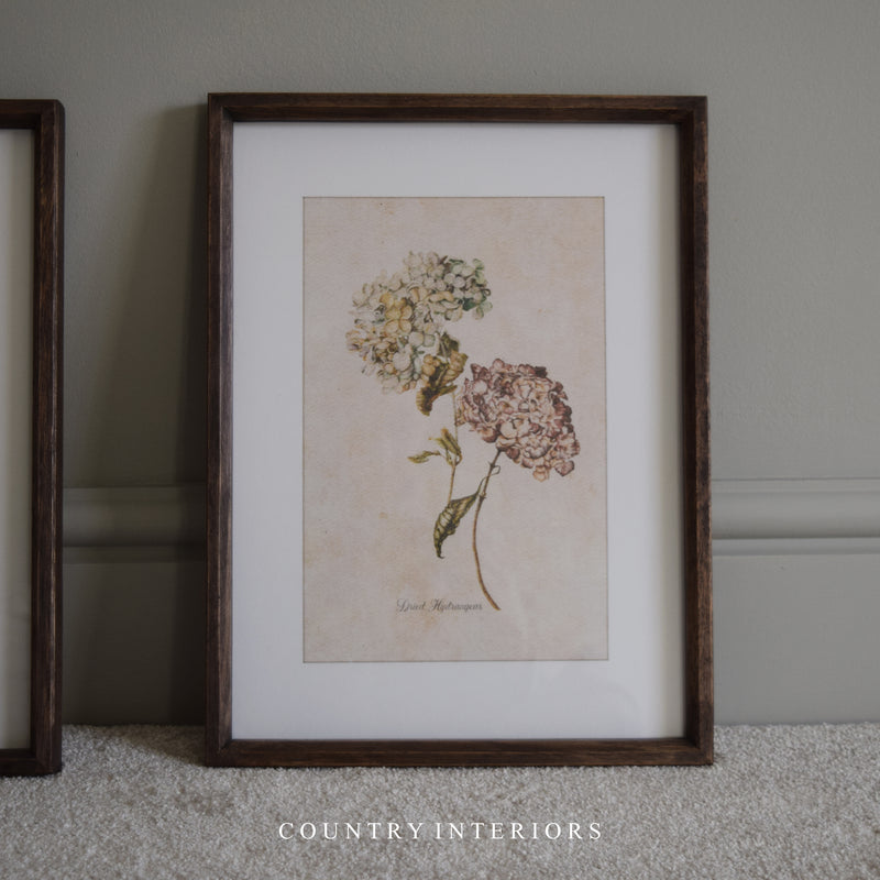 Hydrangea Wall Art with Wooden Frame - Two Designs