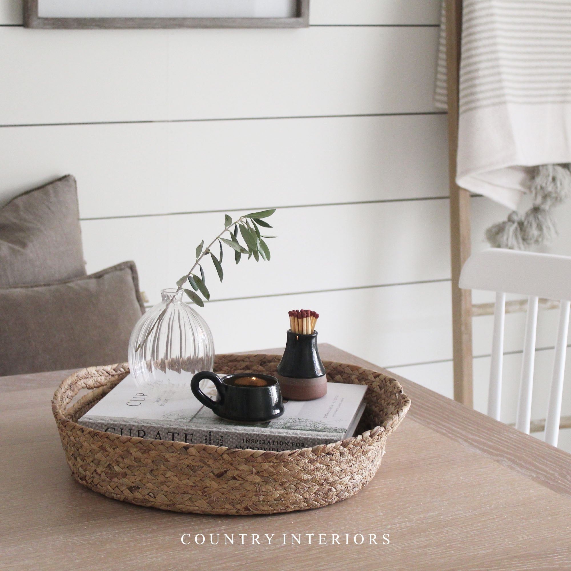 Woven tray deals for coffee table