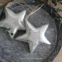 Silver Wooden Stars - Set of Two